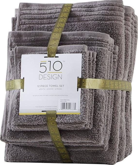 Olliix.com Bath Towels - Big Bundle 100% Cotton 12 Piece Bath Towel Set Gray