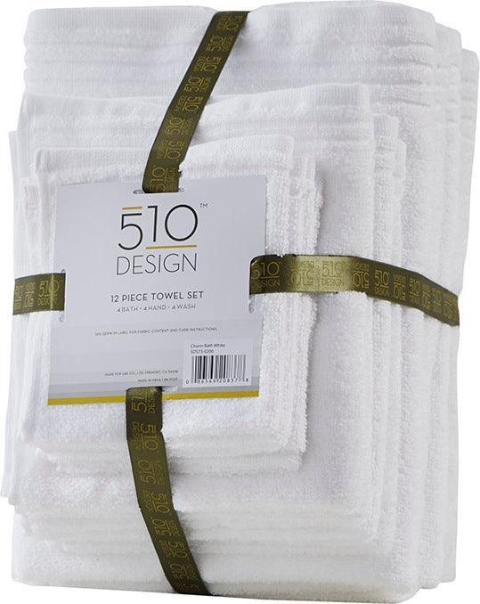 Olliix.com Bath Towels - Big Bundle 100% Cotton 12 Piece Bath Towel Set White