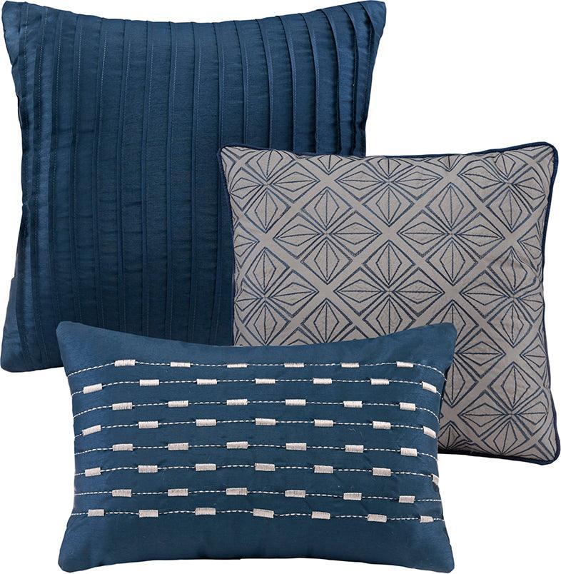 Olliix.com Comforters & Blankets - Biloxi Global Inspired 7 Piece Comforter Set Navy Cal King
