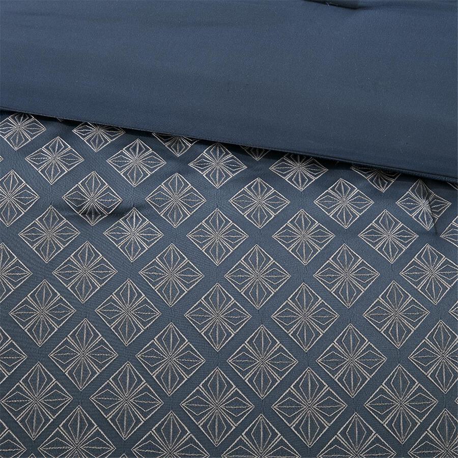 Olliix.com Comforters & Blankets - Biloxi Global Inspired 7 Piece Comforter Set Navy Cal King