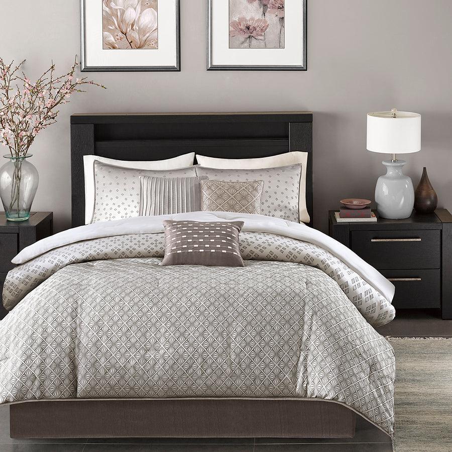 Olliix.com Comforters & Blankets - Biloxi Transitional 7 Piece Comforter Set Silver King