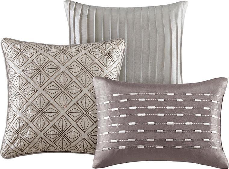 Olliix.com Comforters & Blankets - Biloxi Transitional 7 Piece Comforter Set Silver King