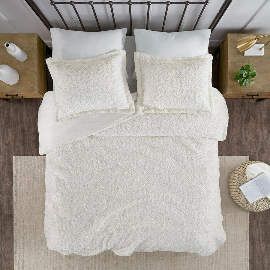 Olliix.com Comforters & Blankets - Bismarck Ultra Plush Comforter Mini Set Ivory Full/Queen