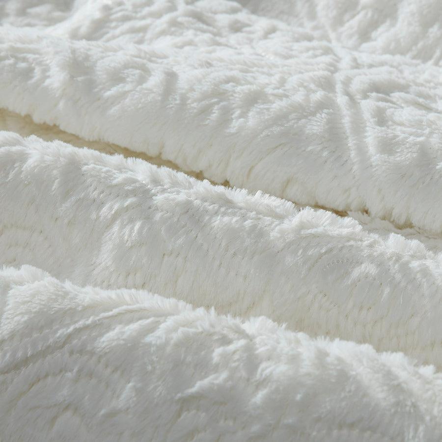 Olliix.com Comforters & Blankets - Bismarck Ultra Plush Comforter Mini Set Ivory Full/Queen