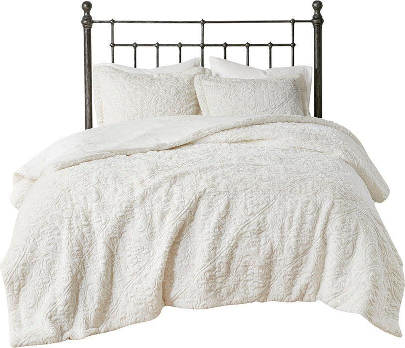 Olliix.com Comforters & Blankets - Bismarck Ultra Plush Comforter Mini Set Ivory Full/Queen