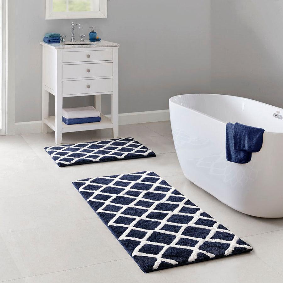 Olliix.com Bath Rugs - Bittman Reversible High Pile Tufted Bath Rug Navy-MP72-5663