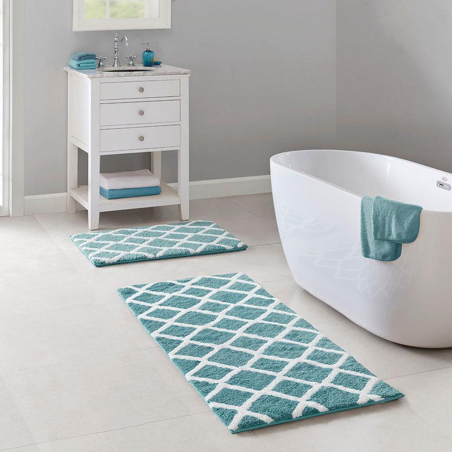 Olliix.com Bath Rugs - Bittman Reversible High Pile Tufted Bath Rug Navy-MP72-5663