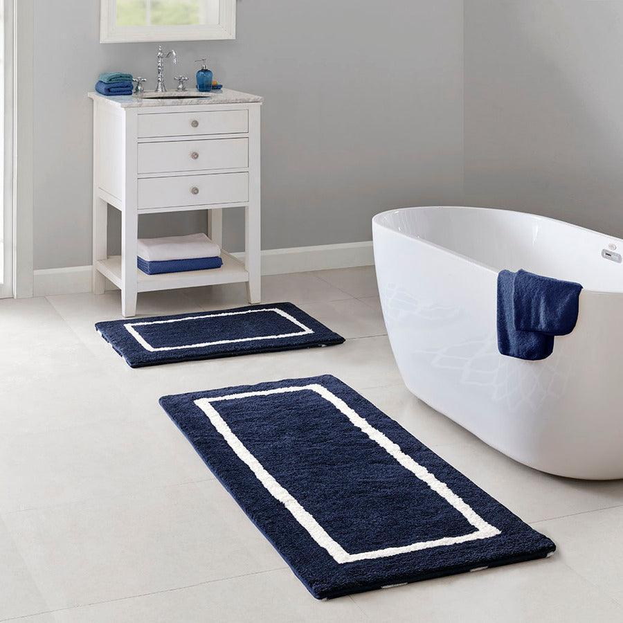 Olliix.com Bath Rugs - Bittman Reversible High Pile Tufted Bath Rug Navy-MP72-5663