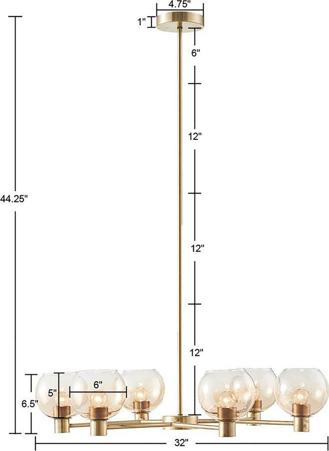 Olliix.com Ceiling Lights - Blaire 6-light Ombre Globe Chandelier Antique Brass | Amber