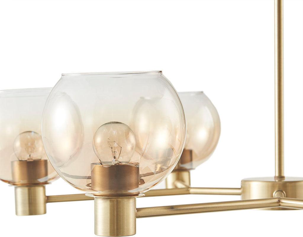 Olliix.com Ceiling Lights - Blaire 6-light Ombre Globe Chandelier Antique Brass | Amber