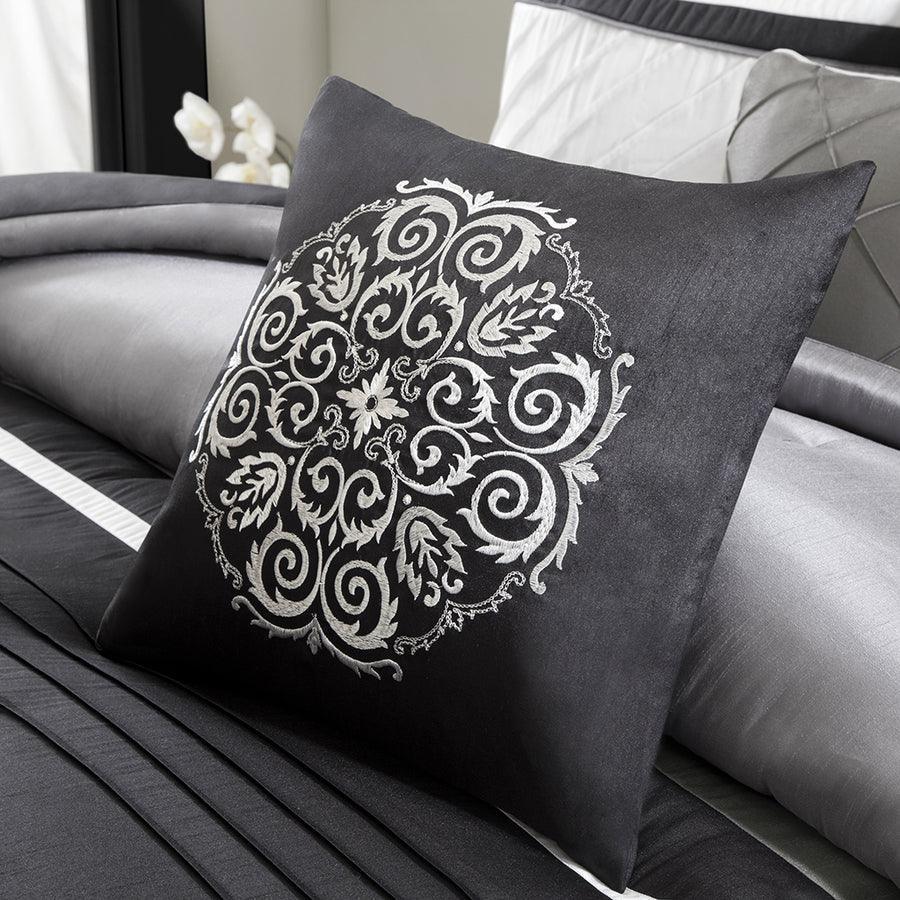 Olliix.com Comforters & Blankets - Blaire 7 Piece Comforter Set Gray Queen