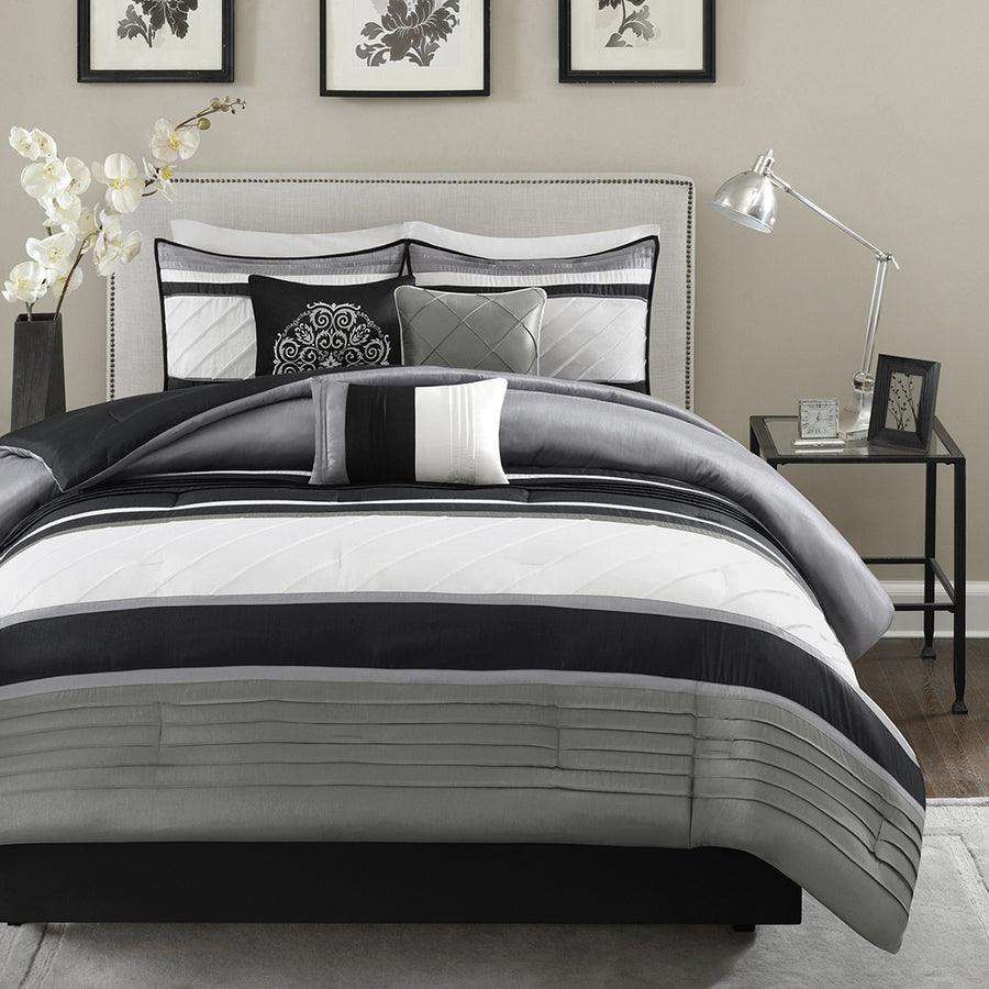 Olliix.com Comforters & Blankets - Blaire Farm House 7 Piece Comforter Set Gray King