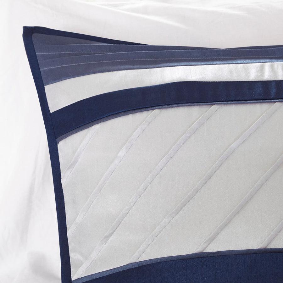 Olliix.com Comforters & Blankets - Blaire Transitional 7 Piece Comforter Set Navy Cal King
