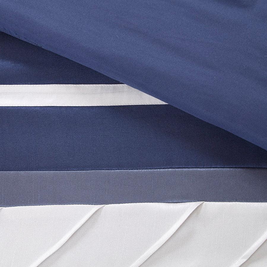 Olliix.com Comforters & Blankets - Blaire Transitional 7 Piece Comforter Set Navy Cal King