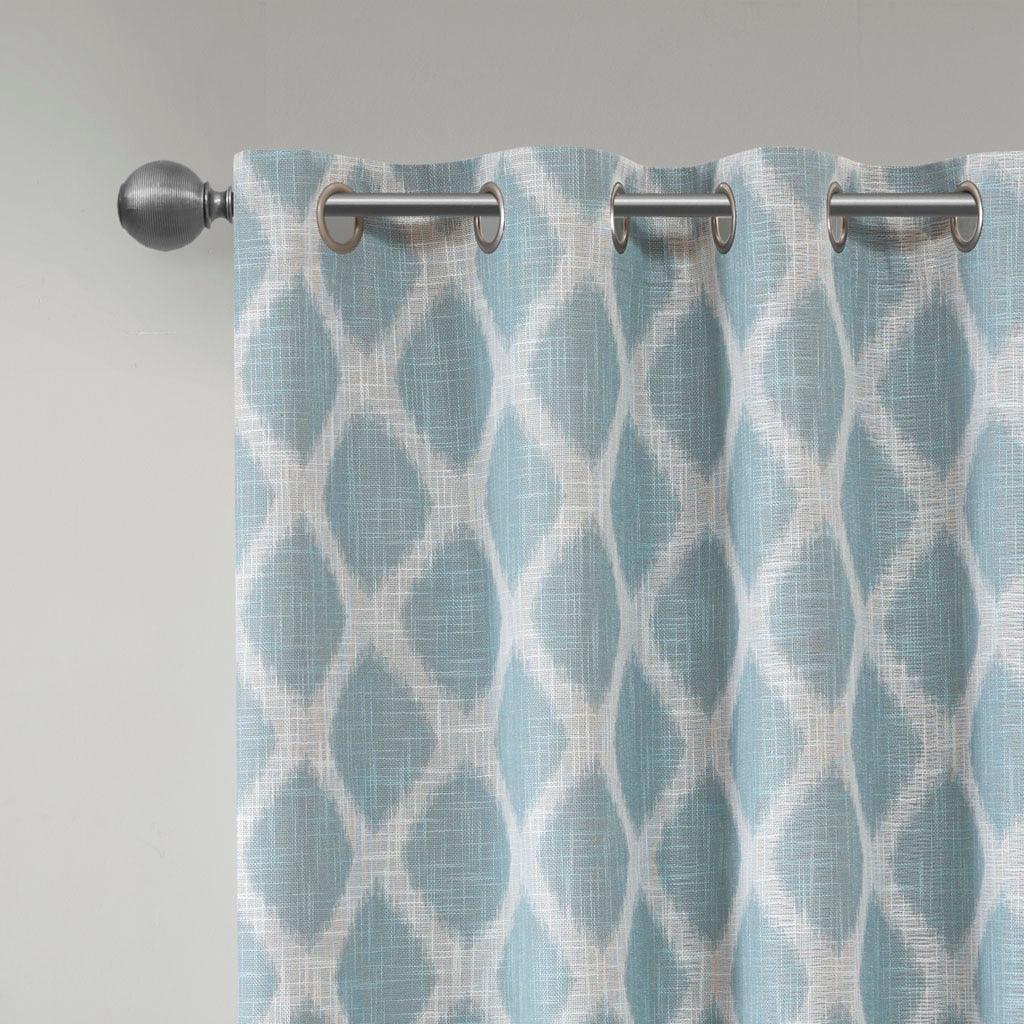 Olliix.com Curtains - Blakesly 100 H Printed Ikat Blackout Patio Curtain Aqua