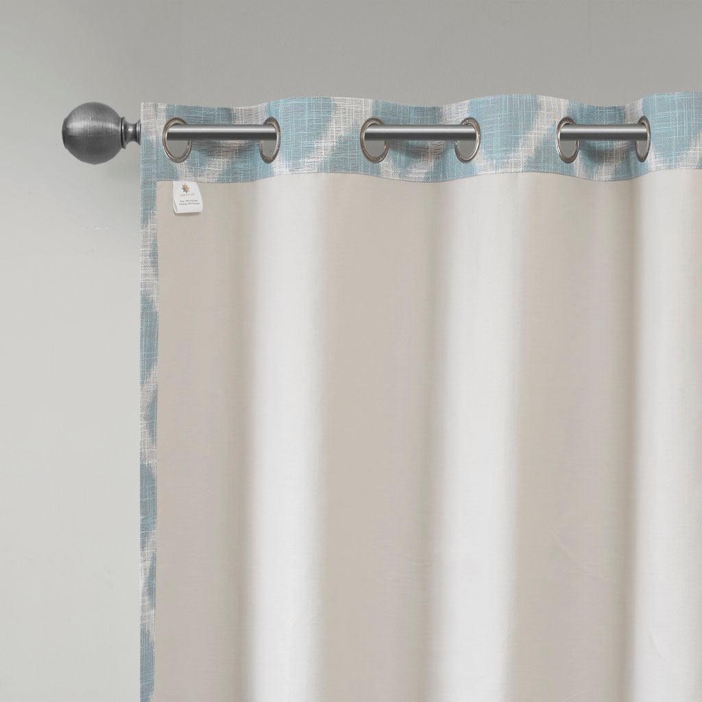 Olliix.com Curtains - Blakesly 100 H Printed Ikat Blackout Patio Curtain Aqua