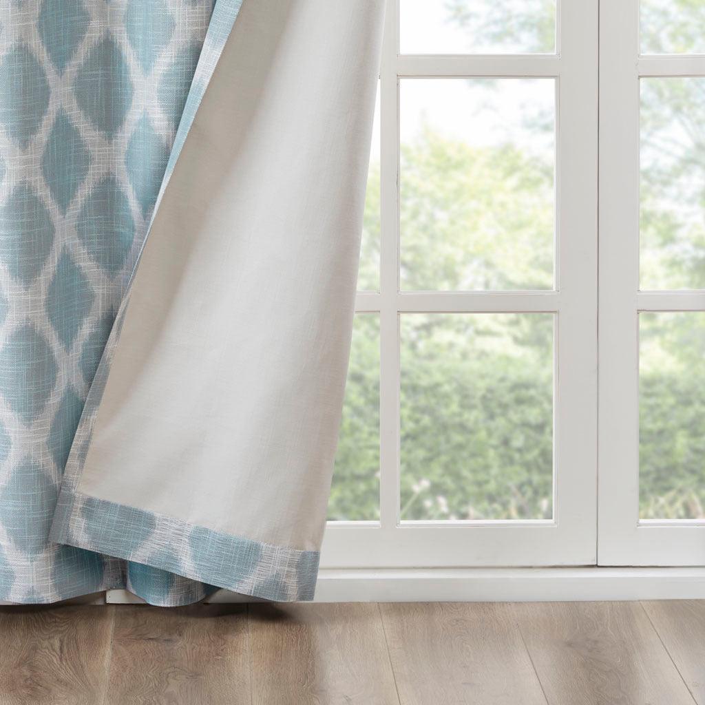 Olliix.com Curtains - Blakesly 100 H Printed Ikat Blackout Patio Curtain Aqua