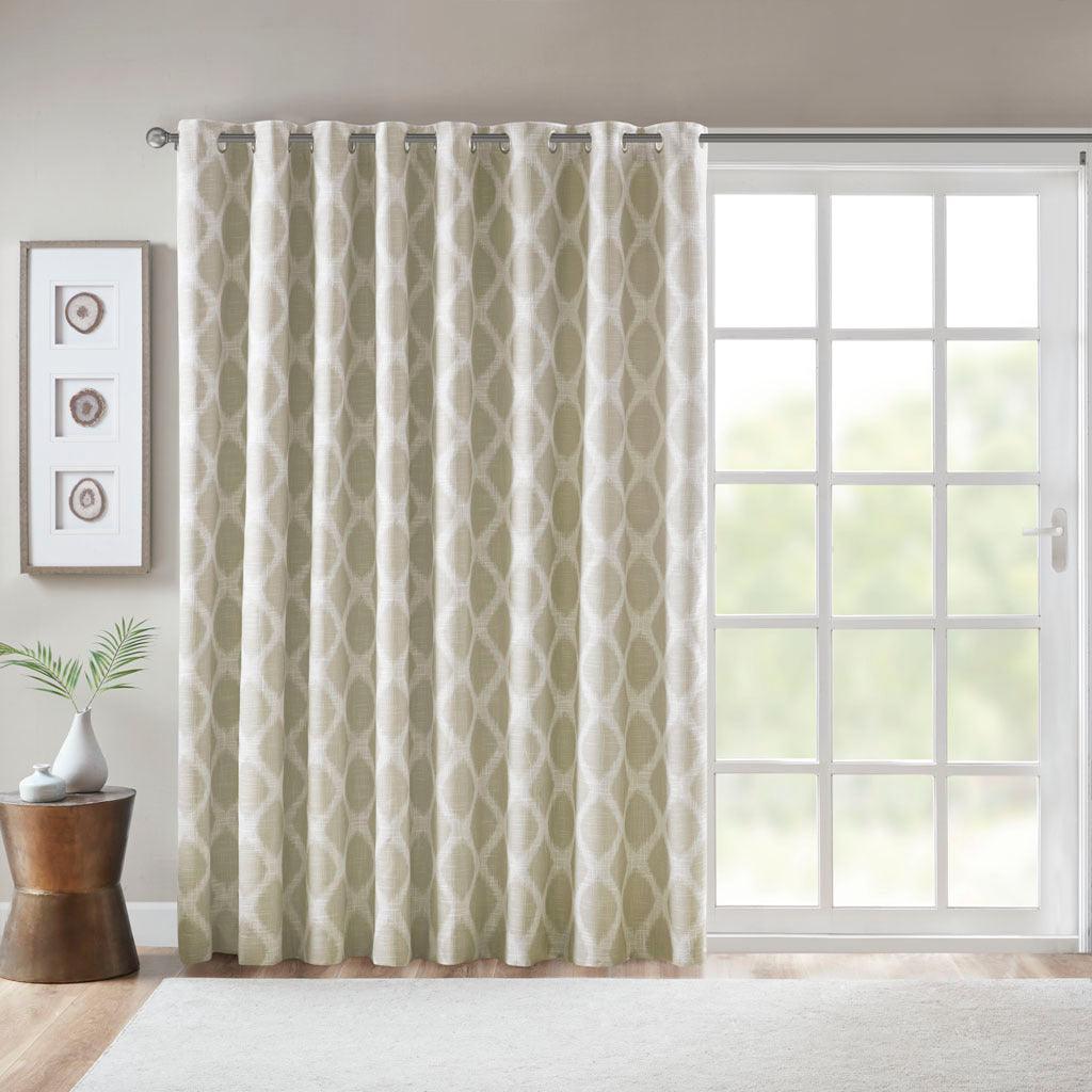 Olliix.com Curtains - Blakesly 100 H Printed Ikat Blackout Patio Curtain Taupe