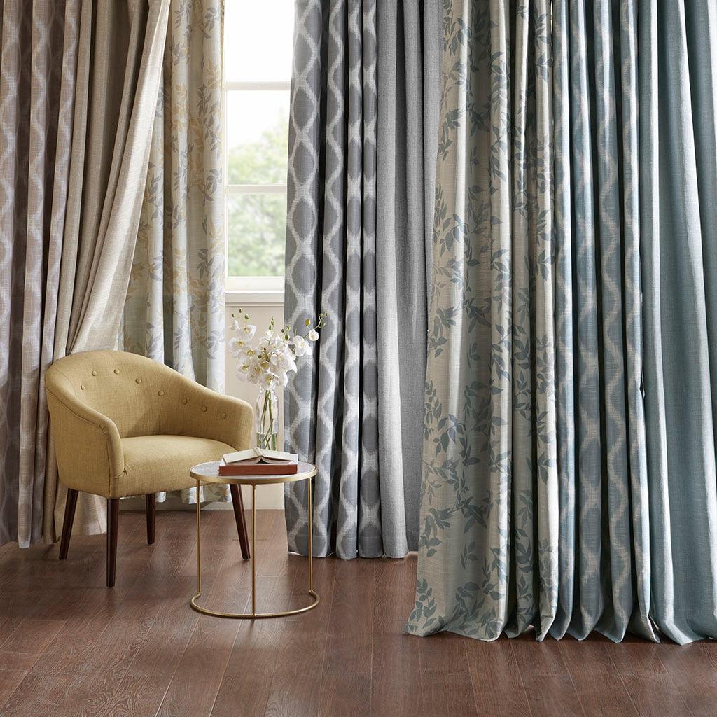 Olliix.com Curtains - Blakesly 100 H Printed Ikat Blackout Patio Curtain Taupe