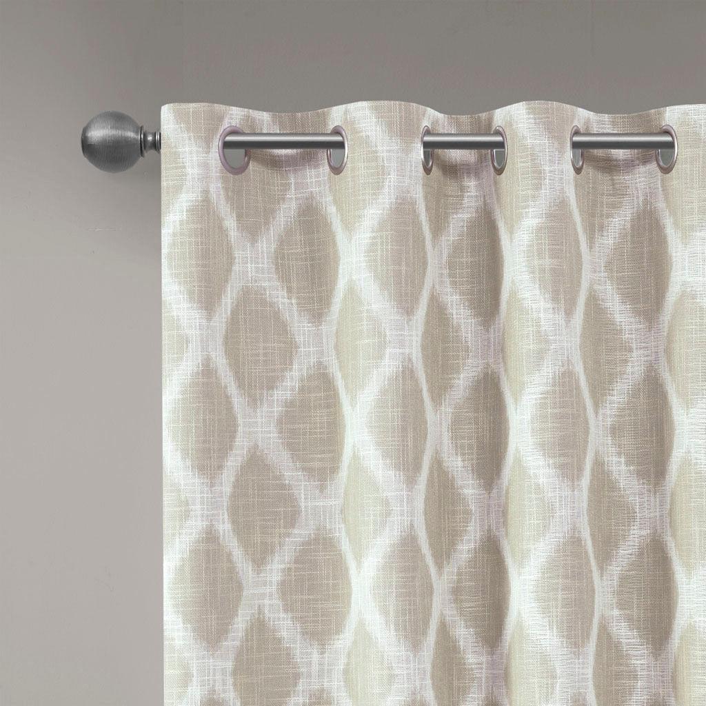 Olliix.com Curtains - Blakesly 100 H Printed Ikat Blackout Patio Curtain Taupe