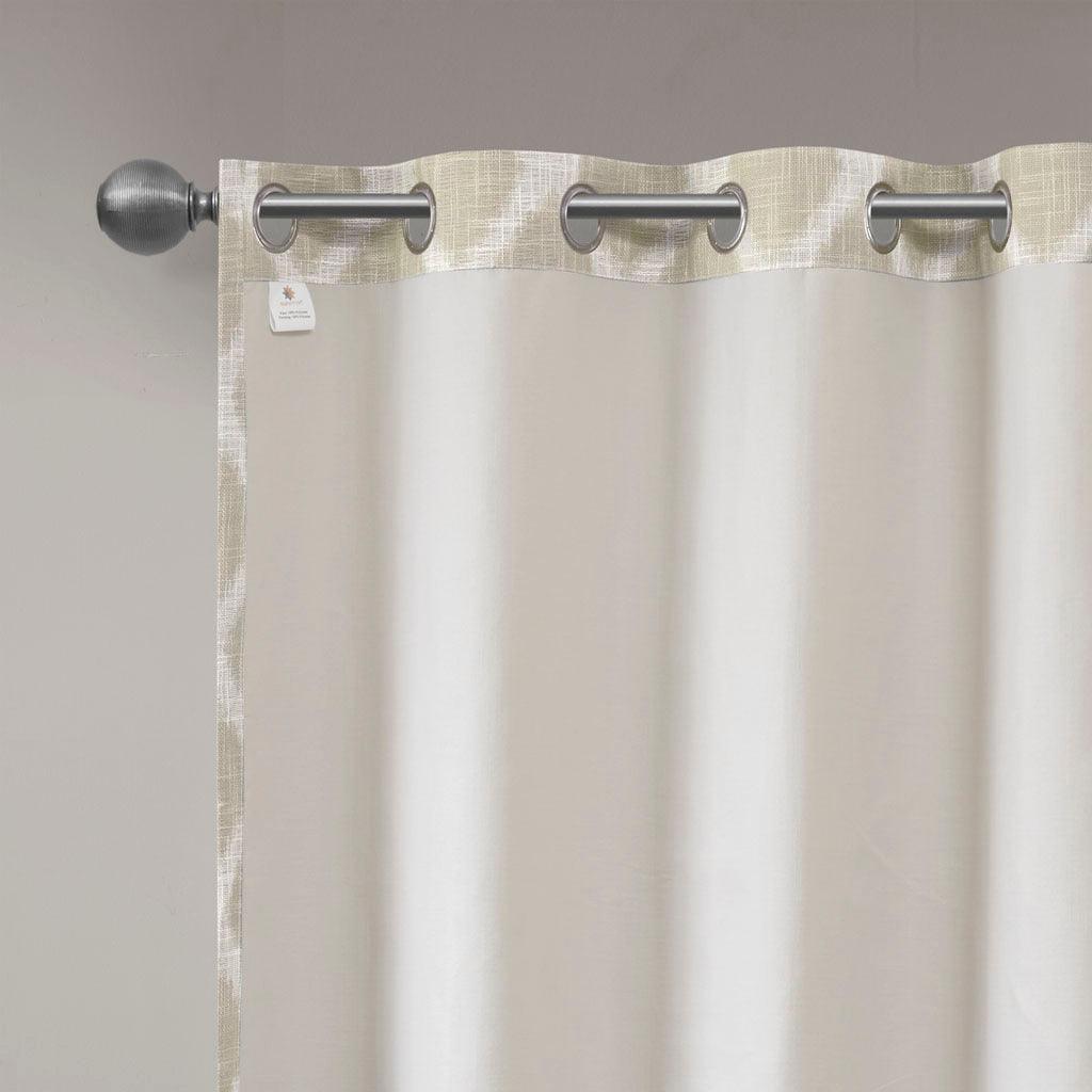 Olliix.com Curtains - Blakesly 100 H Printed Ikat Blackout Patio Curtain Taupe