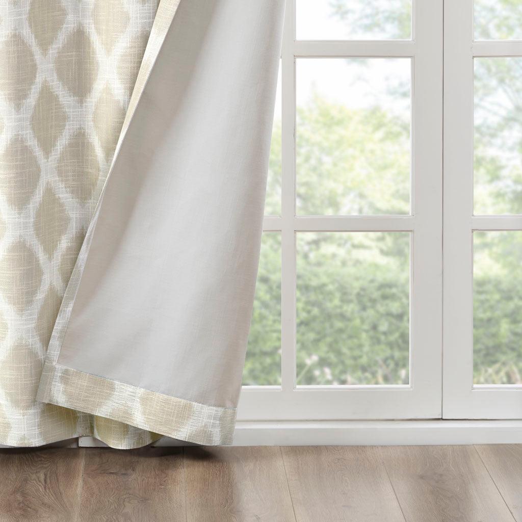 Olliix.com Curtains - Blakesly 100 H Printed Ikat Blackout Patio Curtain Taupe