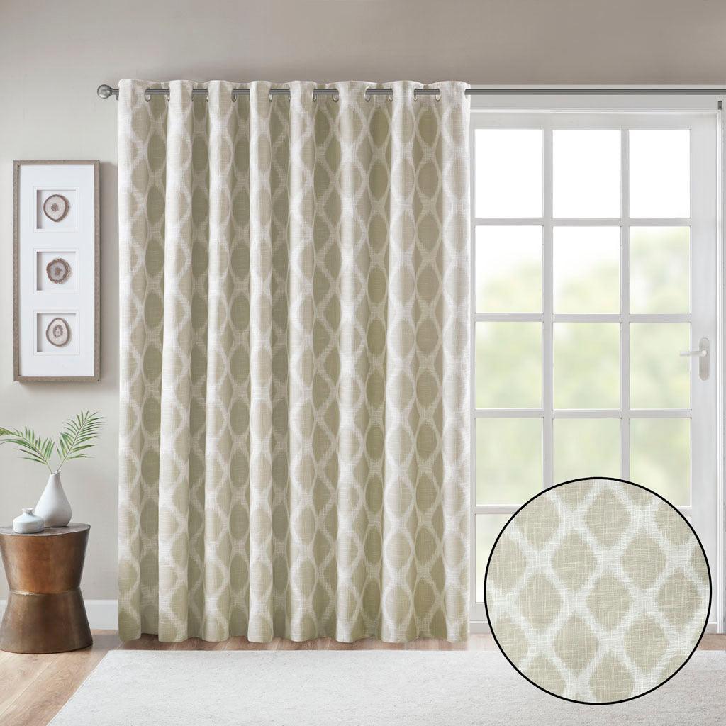 Olliix.com Curtains - Blakesly 100 H Printed Ikat Blackout Patio Curtain Taupe