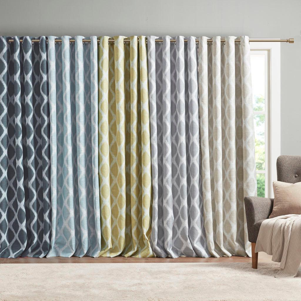 Olliix.com Curtains - Blakesly 100 H Printed Ikat Blackout Patio Curtain Taupe
