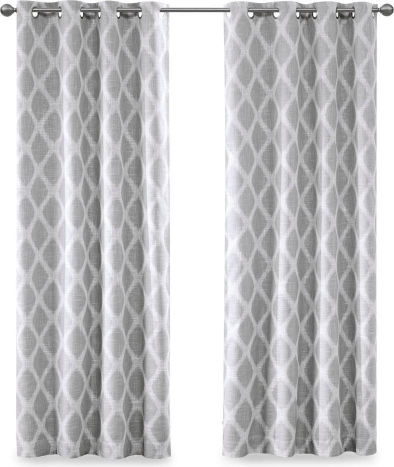 Olliix.com Curtains - Blakesly 84 H Printed Ikat Blackout Panel Gray