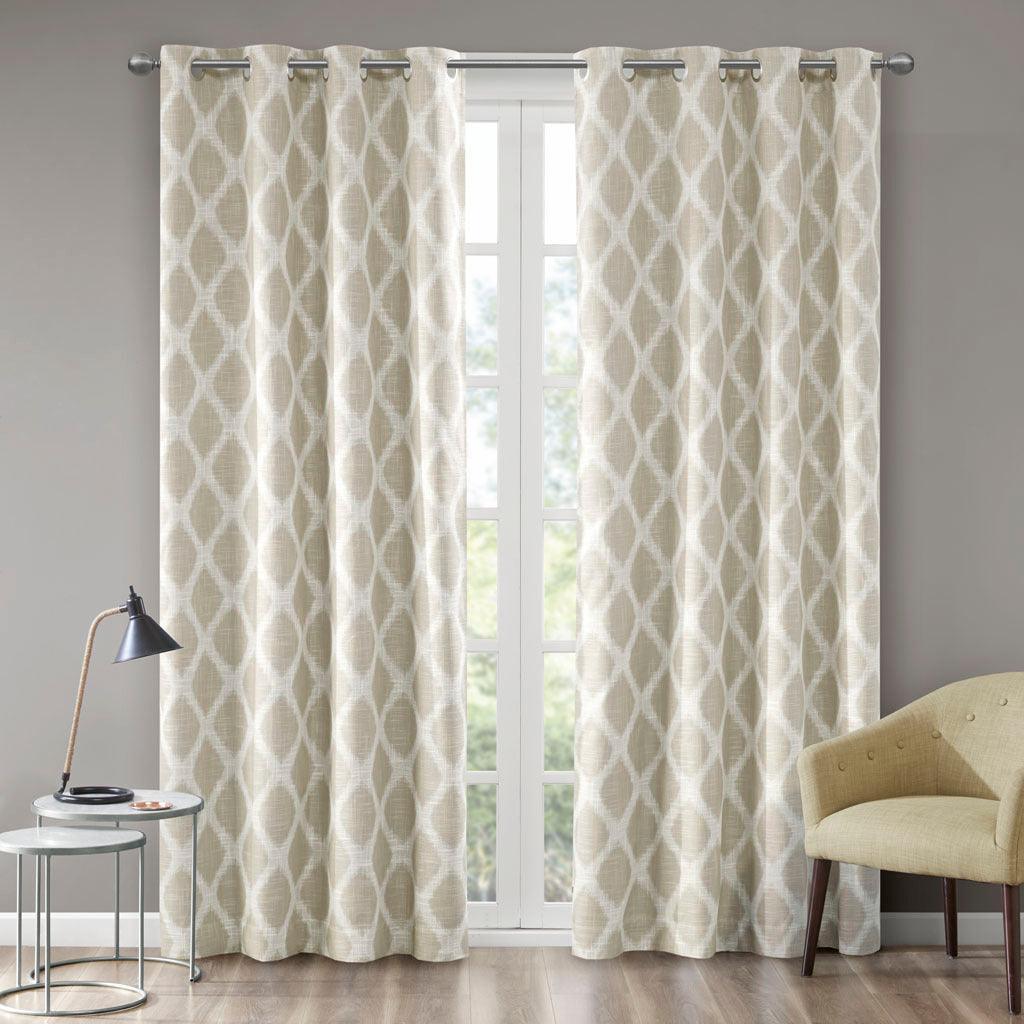 Olliix.com Curtains - Blakesly 95 H Printed Ikat Blackout Panel Taupe