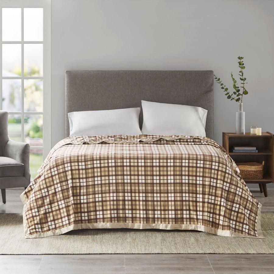 Olliix.com Comforters & Blankets - Blanket Tan Plaid BL51-0685