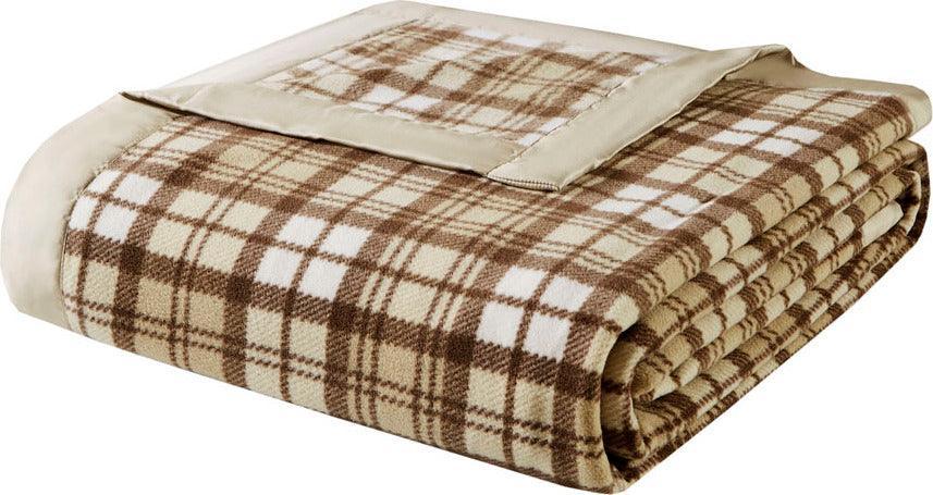 Olliix.com Comforters & Blankets - Blanket Tan Plaid BL51-0685