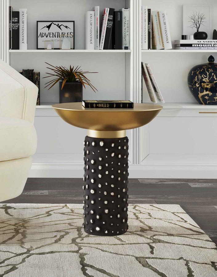 Tov Furniture Side & End Tables - Blaze Glass/Brass Side Table Antique Brass