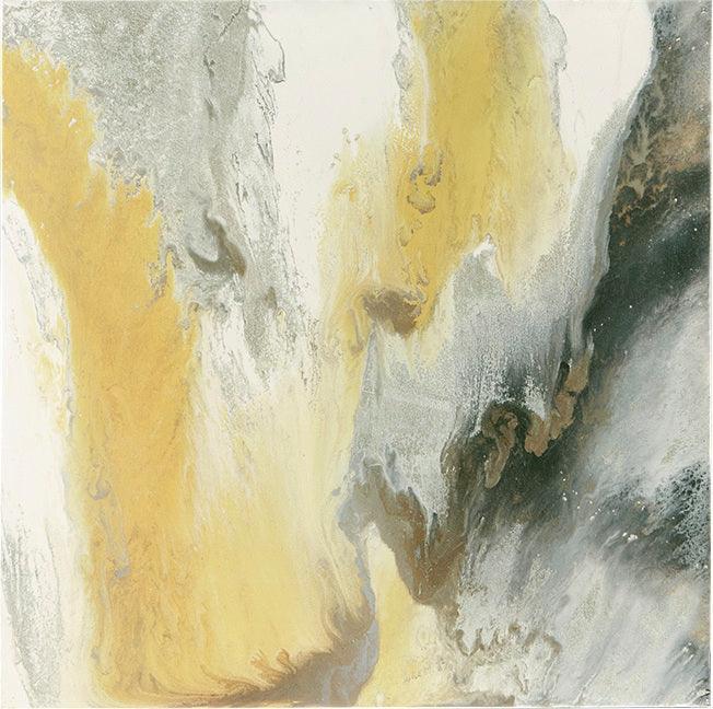 Olliix.com Wall Paintings - Bliss Abstract Gel Coat Canvas with Silver Foil Embellishment Yellow
