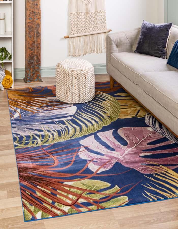 Unique Loom Indoor Rugs - Blossom Beach/Nautical 10x14 Rectangular Rug Blue