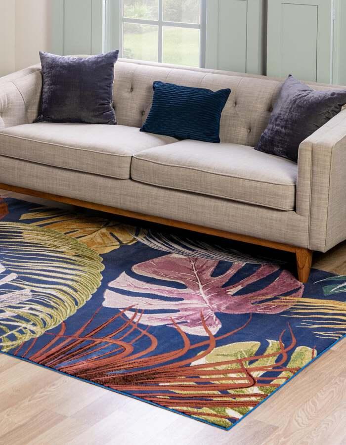 Unique Loom Indoor Rugs - Blossom Beach/Nautical 10x14 Rectangular Rug Blue