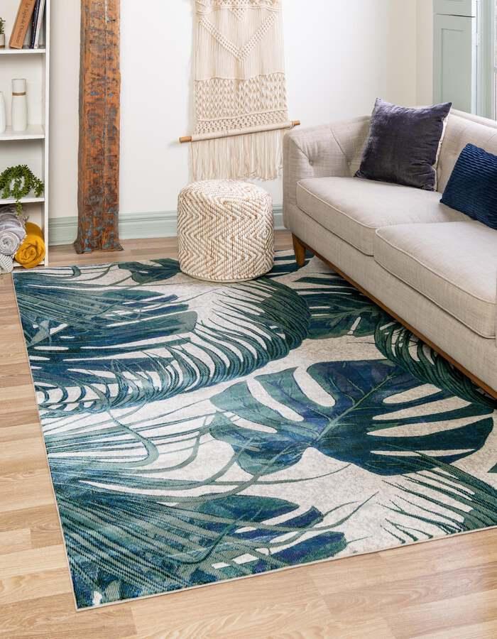 Unique Loom Indoor Rugs - Blossom Beach/Nautical 10x14 Rectangular Rug Ivory