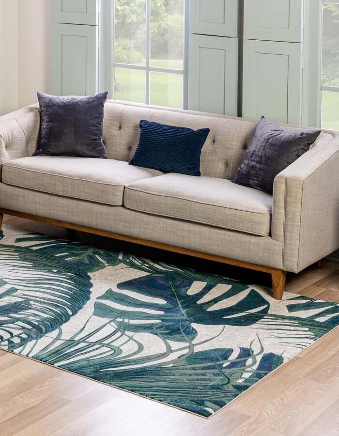 Unique Loom Indoor Rugs - Blossom Beach/Nautical 10x14 Rectangular Rug Ivory