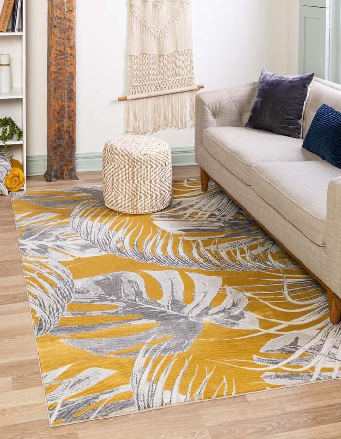 Unique Loom Indoor Rugs - Blossom Beach/Nautical 10x14 Rectangular Rug Yellow