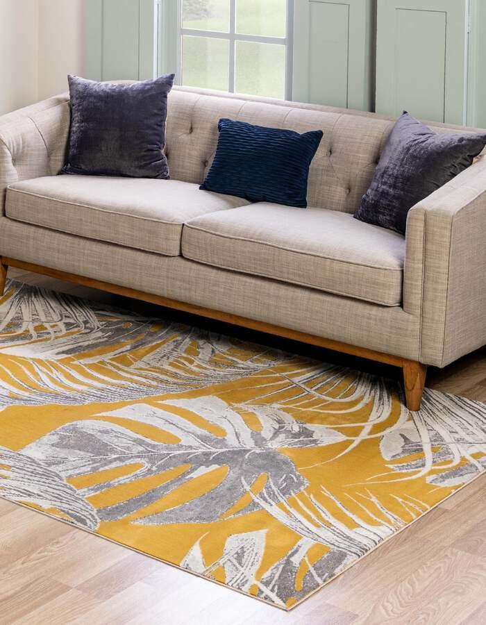 Unique Loom Indoor Rugs - Blossom Beach/Nautical 10x14 Rectangular Rug Yellow