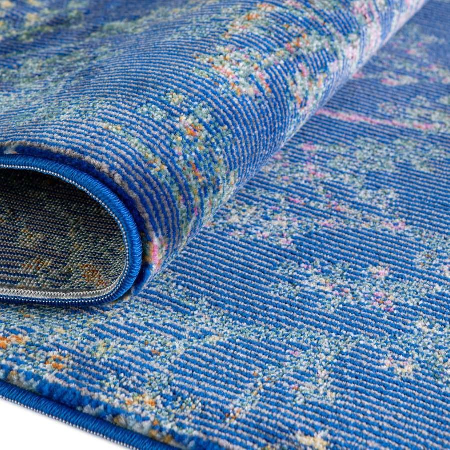 Unique Loom Indoor Rugs - Blossom Cabin / Lodge 10x14 Rectangular Rug Blue