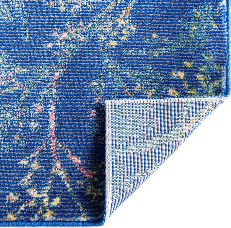 Unique Loom Indoor Rugs - Blossom Cabin / Lodge 10x14 Rectangular Rug Blue