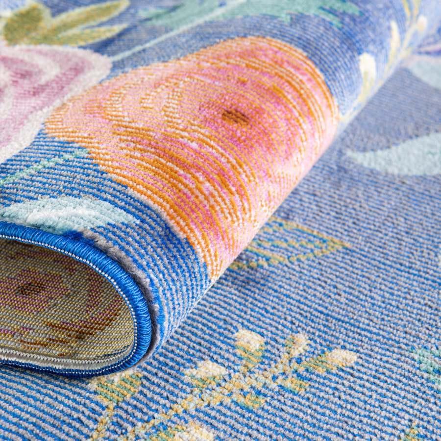 Unique Loom Indoor Rugs - Blossom Floral 10x14 Blue & Green