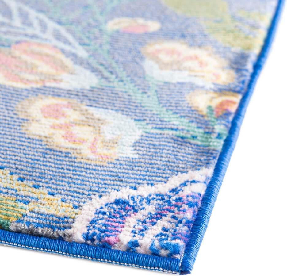 Unique Loom Indoor Rugs - Blossom Floral 10x14 Blue & Green