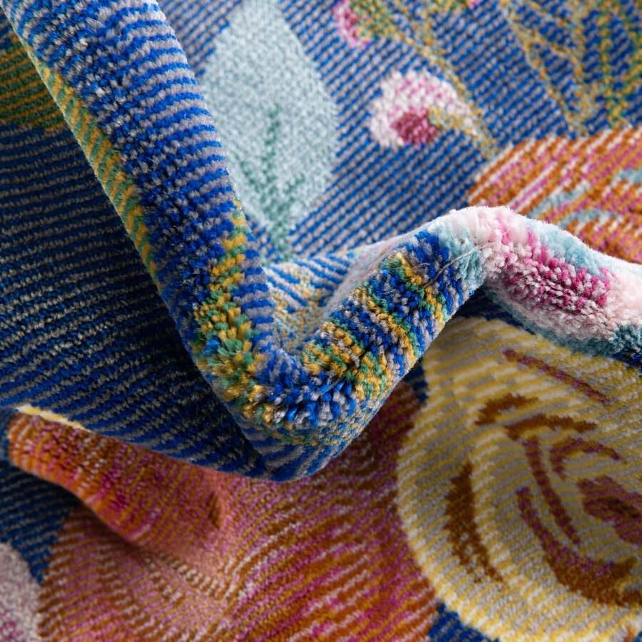 Unique Loom Indoor Rugs - Blossom Floral 10x14 Blue & Green