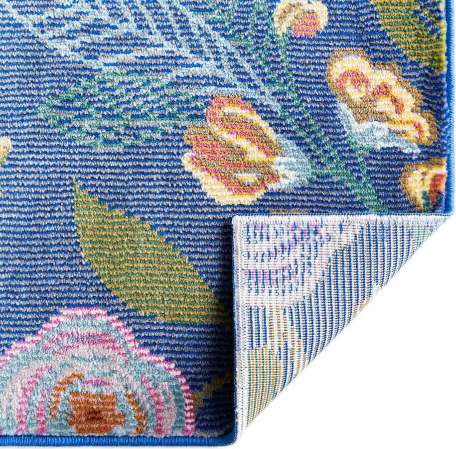 Unique Loom Indoor Rugs - Blossom Floral 10x14 Blue & Green
