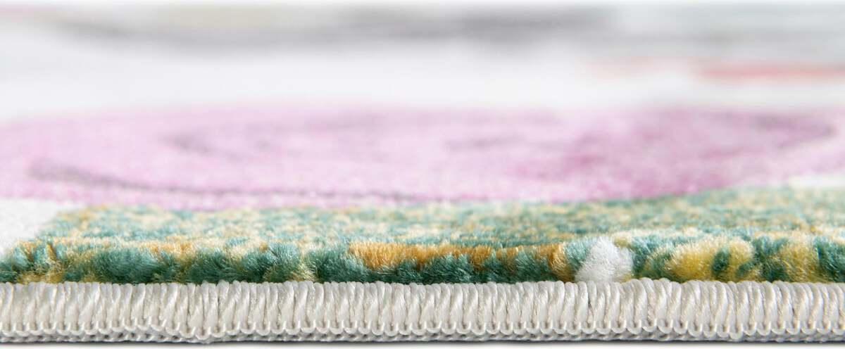 Unique Loom Indoor Rugs - Blossom Floral 10x14 Ivory & Pink