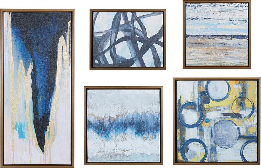 Olliix.com Wall Art - Blue Bliss Gallery Art 5 Piece Set Natural