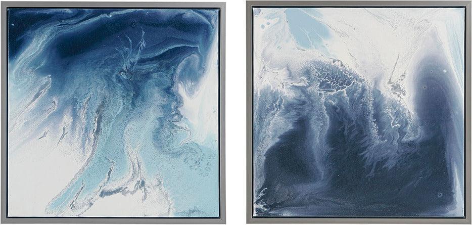 Olliix.com Wall Paintings - Blue Lagoon 2 Gel Coat Framed Canvas 2 Piece Set Blue
