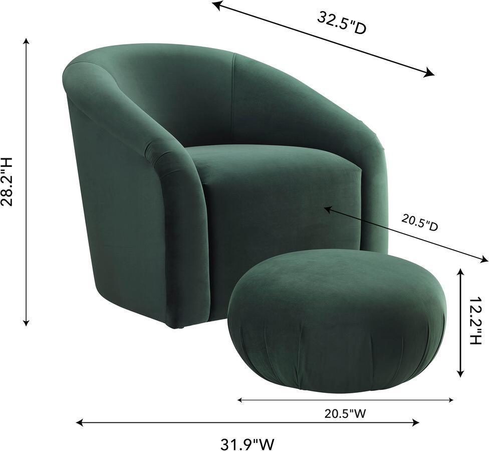 Tov Furniture Living Room Sets - Boboli Forest Green Velvet Chair + Ottoman Set